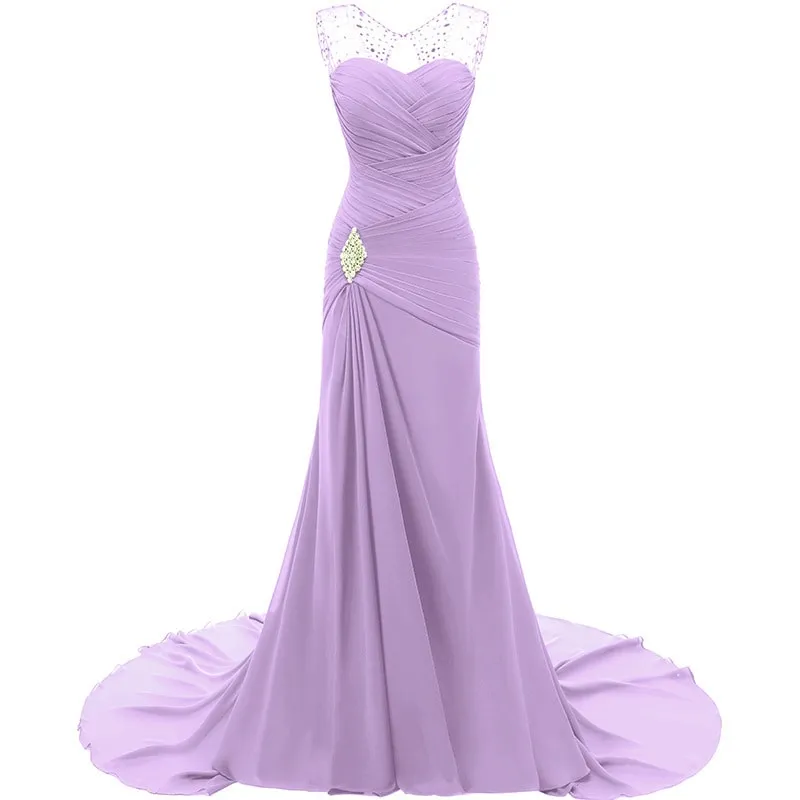 sd-hk Wedding Dresses V Neck Sleeveless Evening Long Dresses