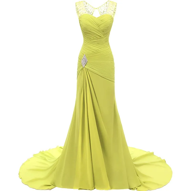sd-hk Wedding Dresses V Neck Sleeveless Evening Long Dresses