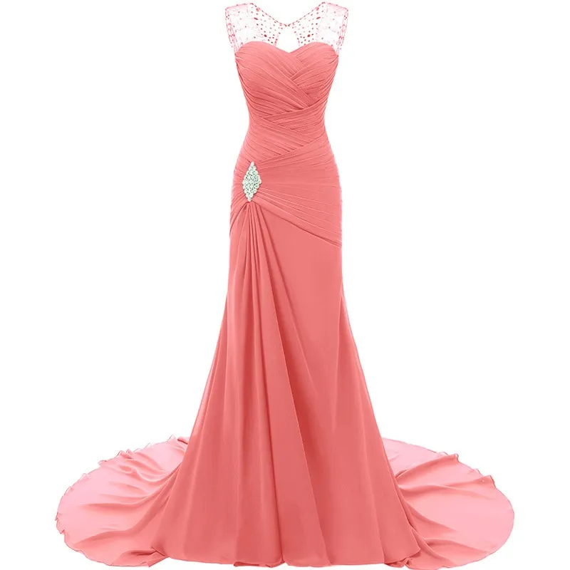 sd-hk Wedding Dresses V Neck Sleeveless Evening Long Dresses