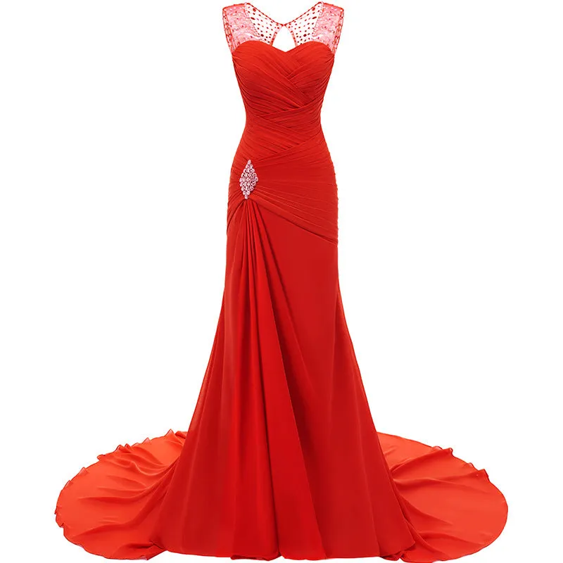 sd-hk Wedding Dresses V Neck Sleeveless Evening Long Dresses