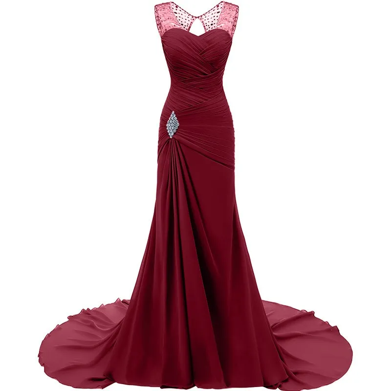 sd-hk Wedding Dresses V Neck Sleeveless Evening Long Dresses