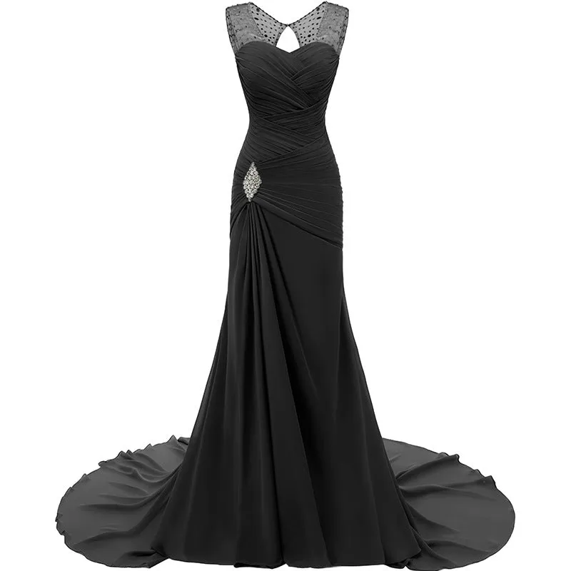 sd-hk Wedding Dresses V Neck Sleeveless Evening Long Dresses