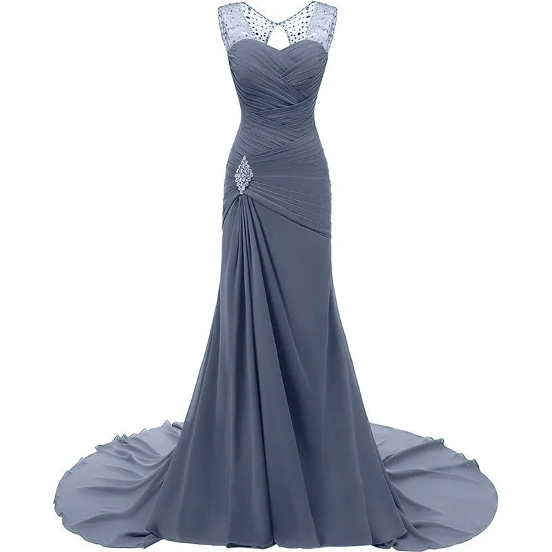 sd-hk Wedding Dresses V Neck Sleeveless Evening Long Dresses
