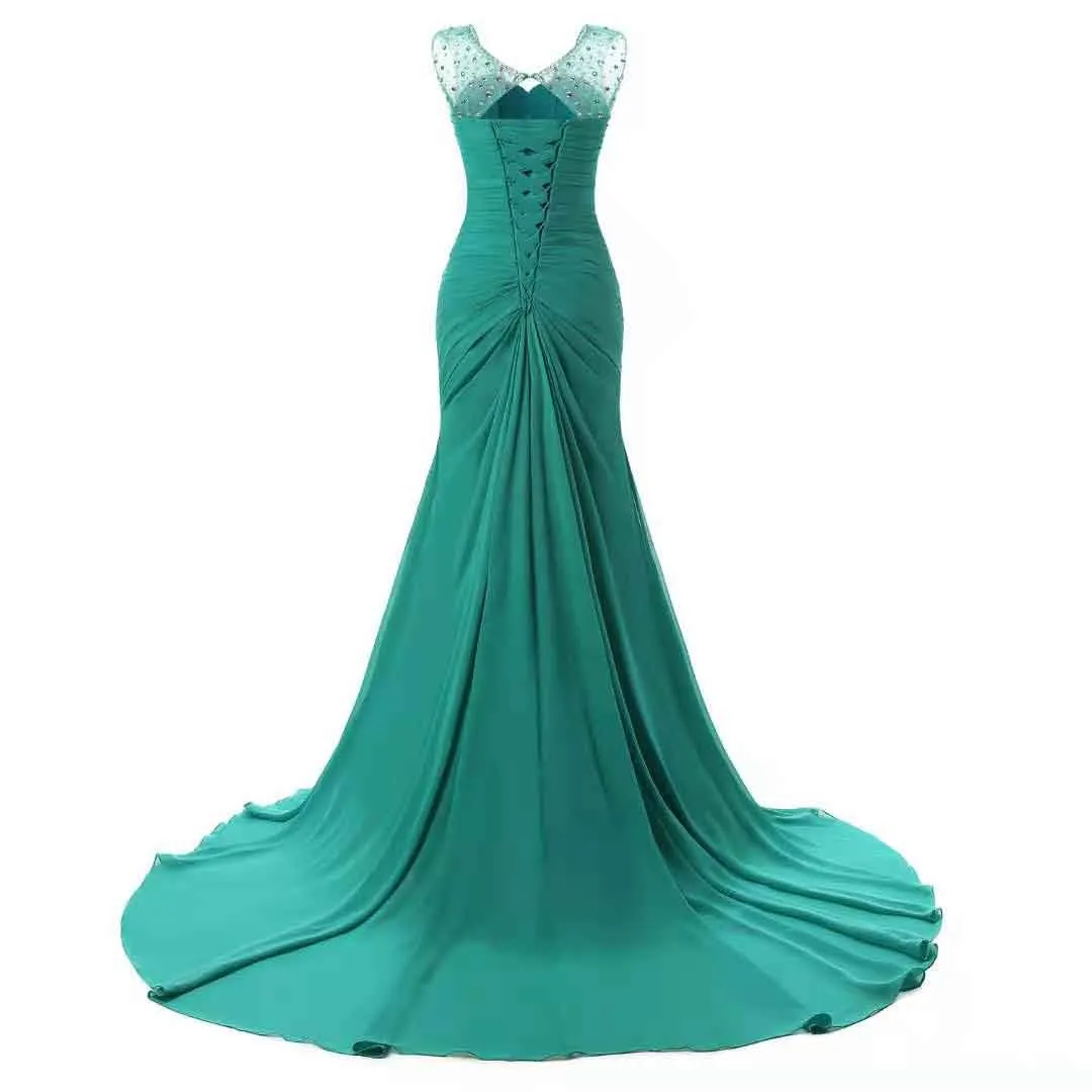sd-hk Wedding Dresses V Neck Sleeveless Evening Long Dresses