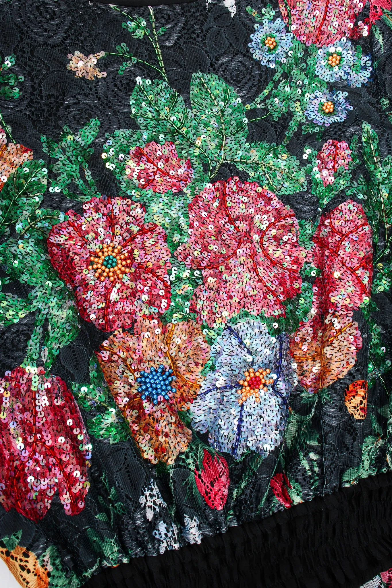 Sequined Floral Lace Garden Gown