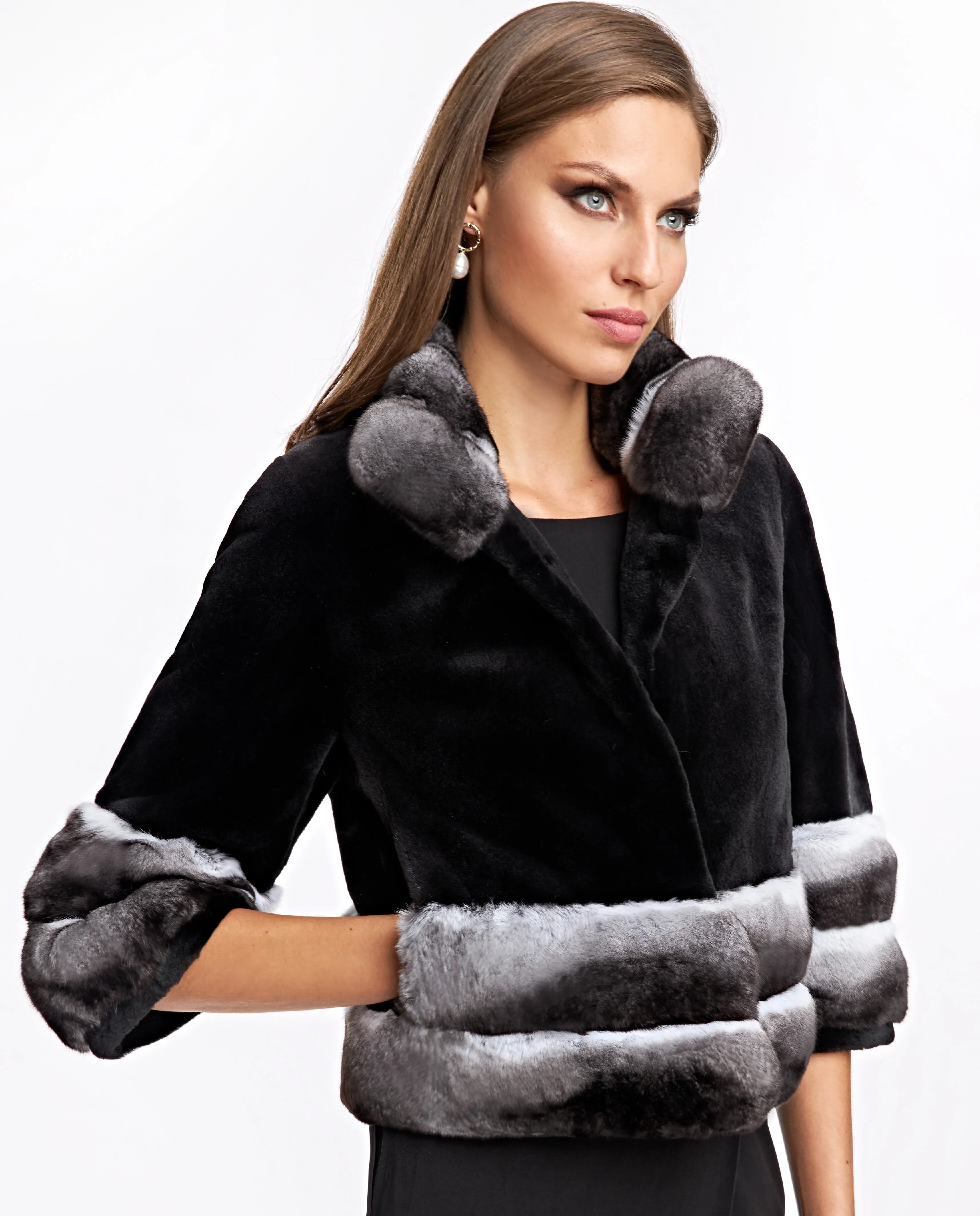 Sheared Mink Jacket With Chinchilla Trim