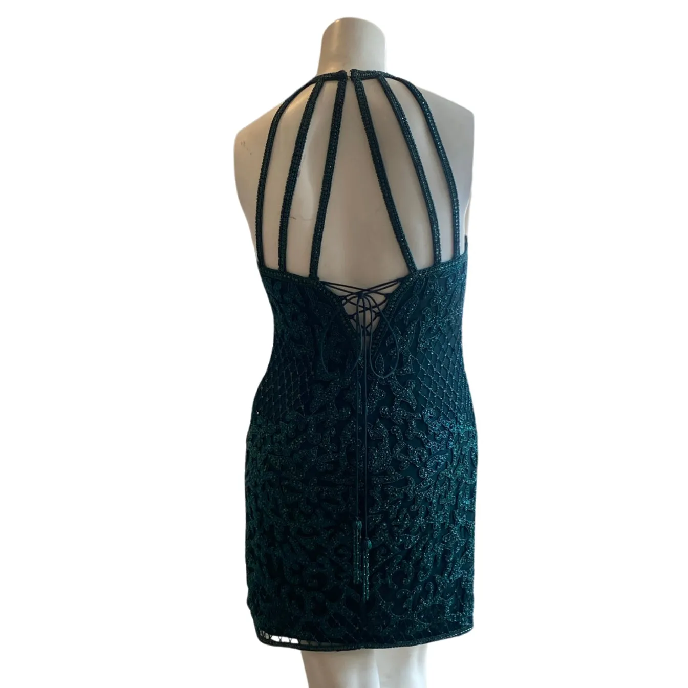 SHERRI HILL 53142 Short Gown Teal Size 16