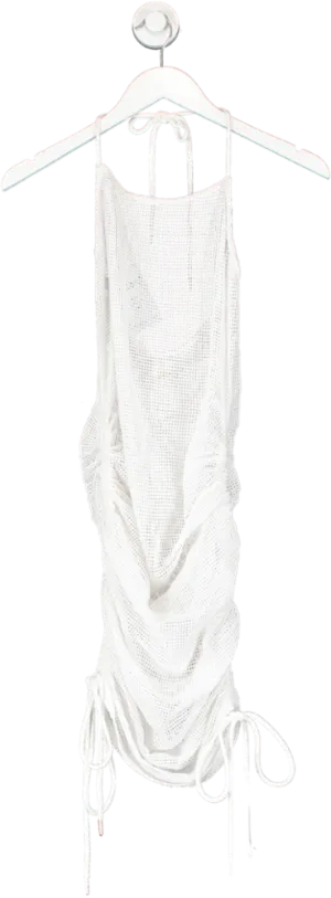 Shondel White Halter Neck Crochet Mini Dress UK S