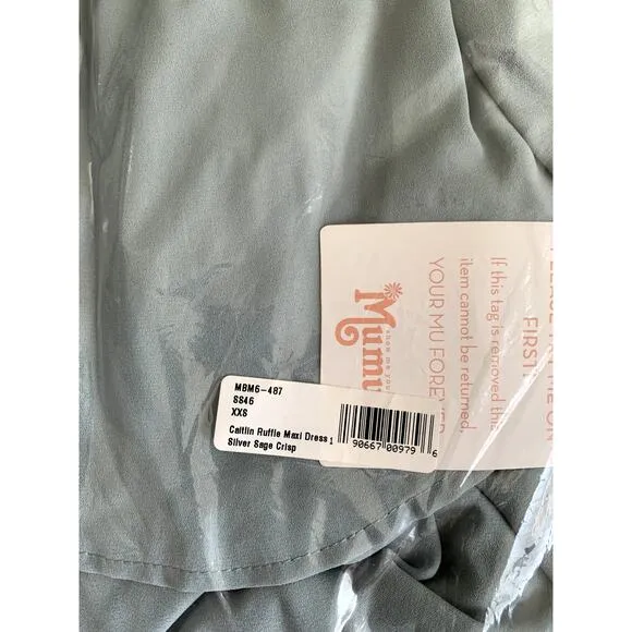 Show Me Your Mumu Caitlin Maxi Dress Silver Sage XXS NWT