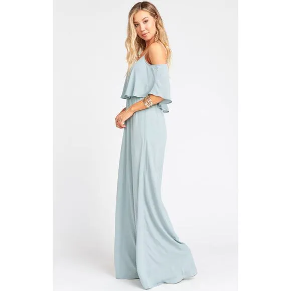 Show Me Your Mumu Caitlin Maxi Dress Silver Sage XXS NWT