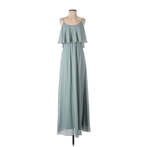 Show Me Your Mumu Caitlin Maxi Dress Silver Sage XXS NWT