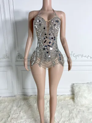 Silver Backless Rhinestone Allure Dress