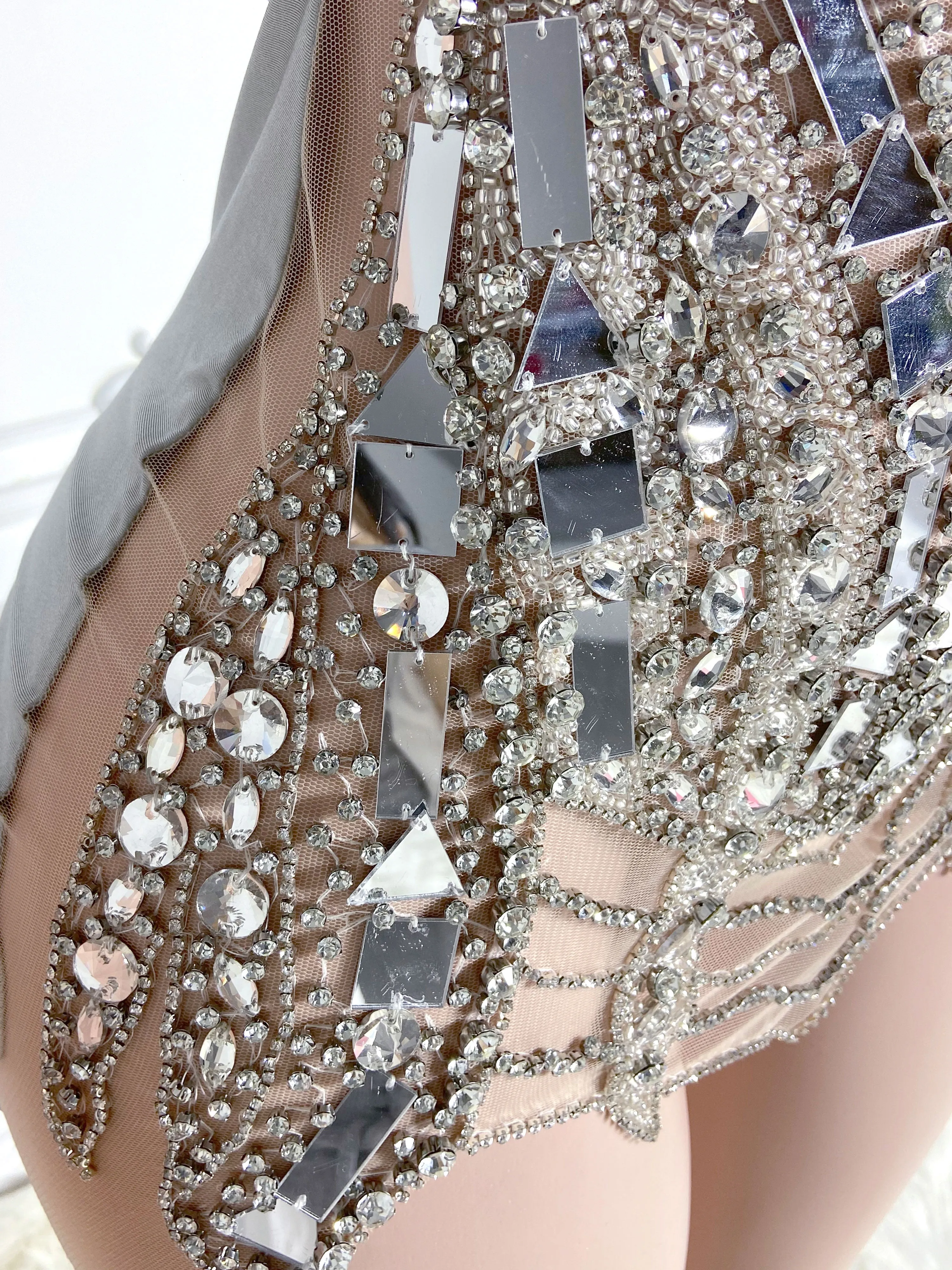 Silver Backless Rhinestone Allure Dress