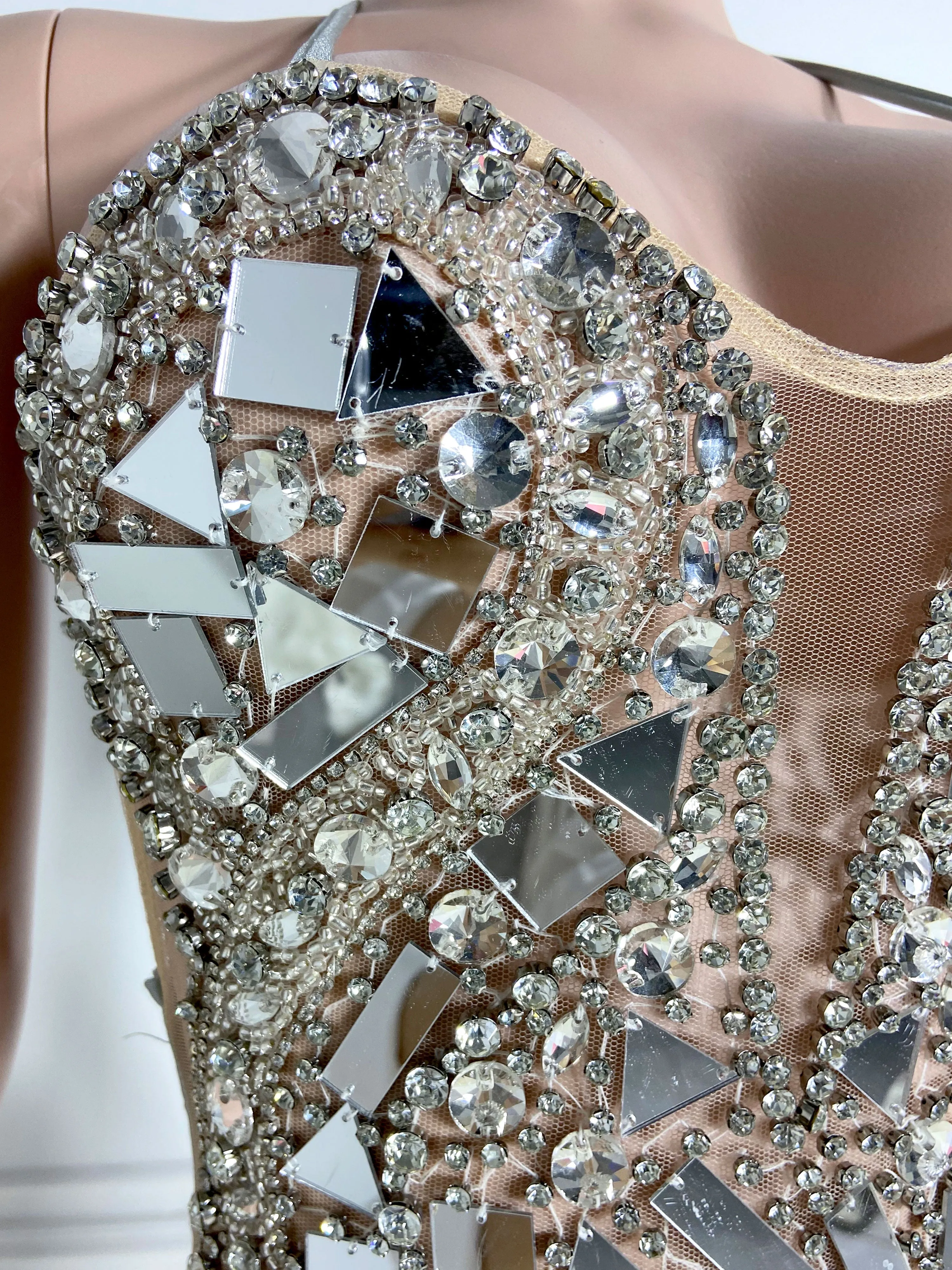 Silver Backless Rhinestone Allure Dress