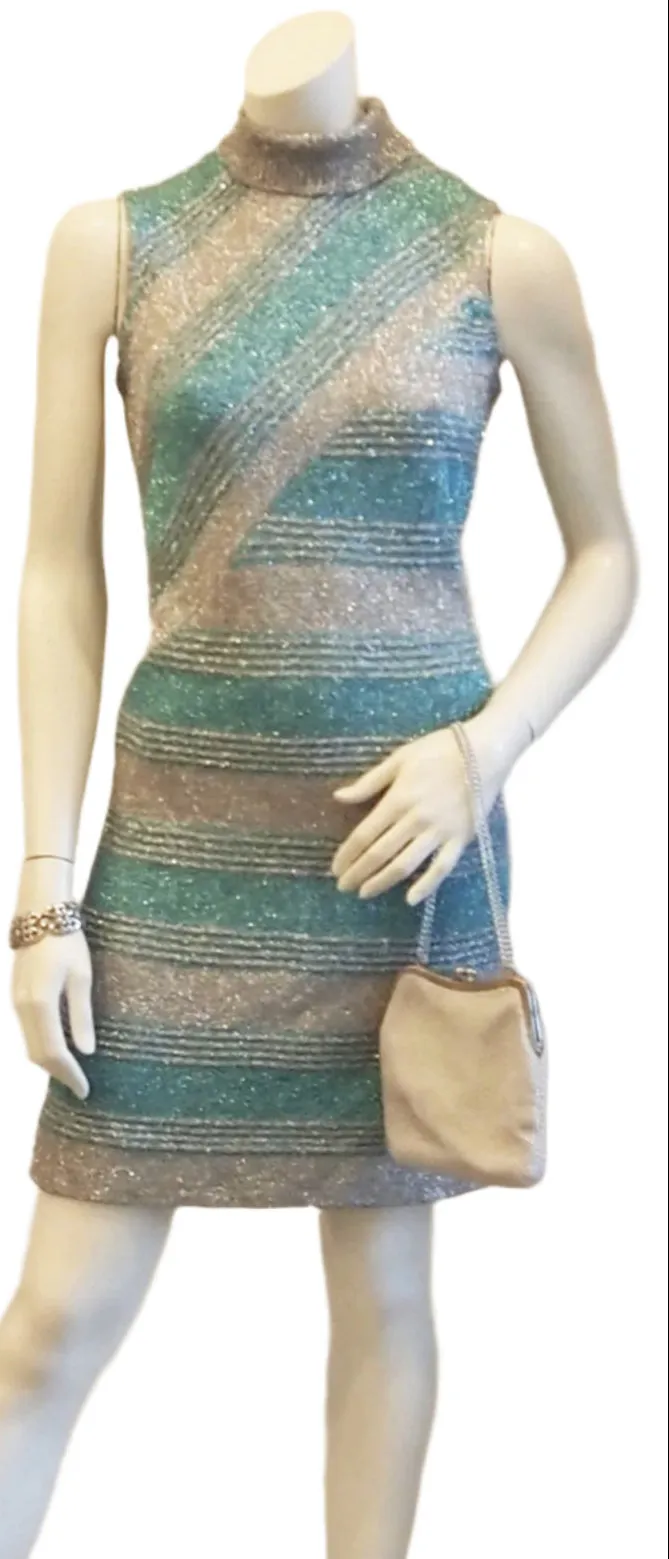 SILVERY BLUE STRIPED DRESS
