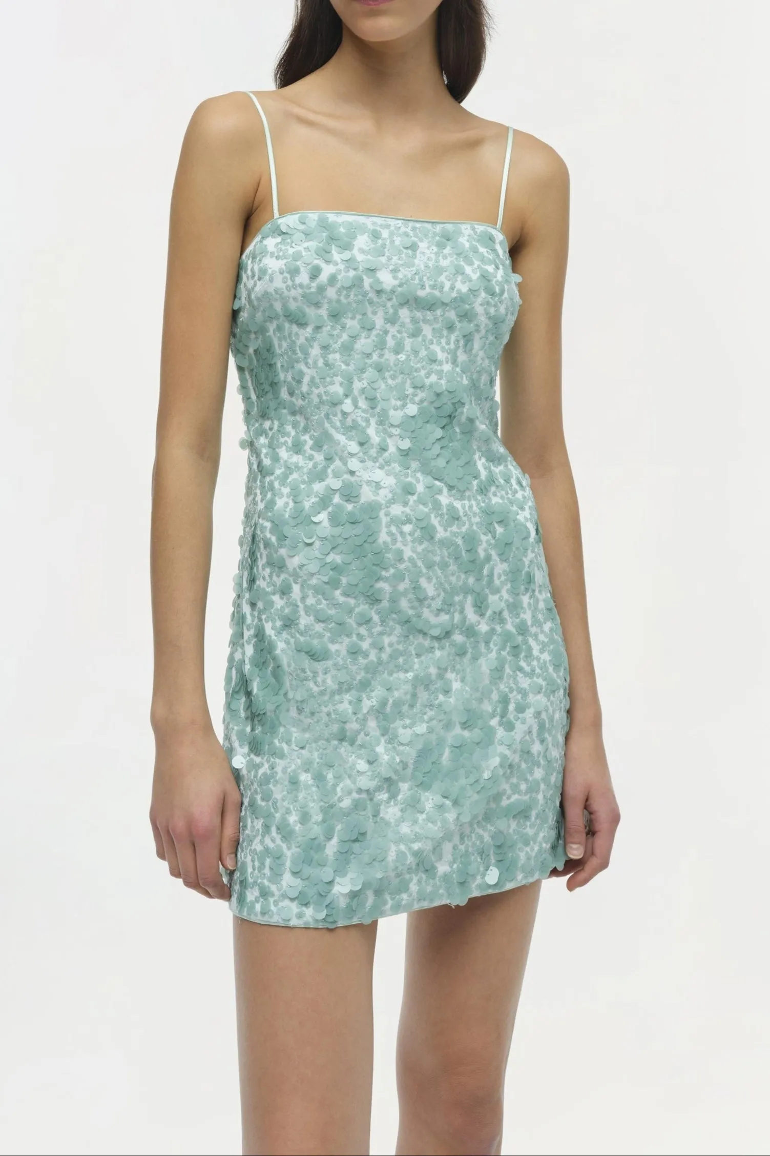 Simkhai Lollie Embellished Mini Dress in Seafoam
