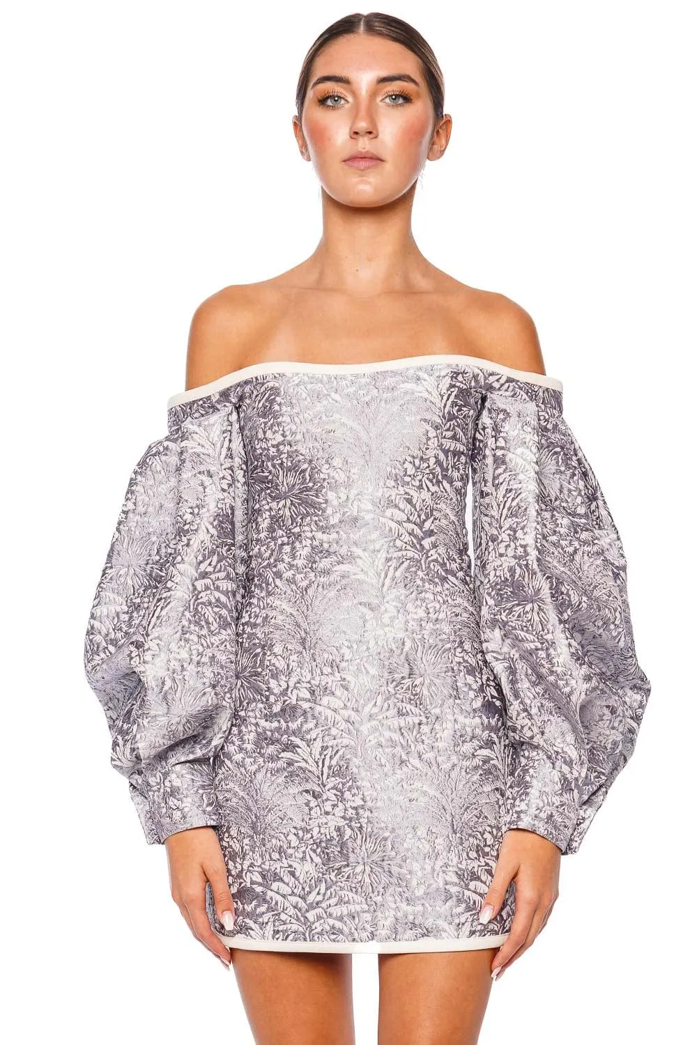 Skylar Off Shoulder Jacquard Mini Dress