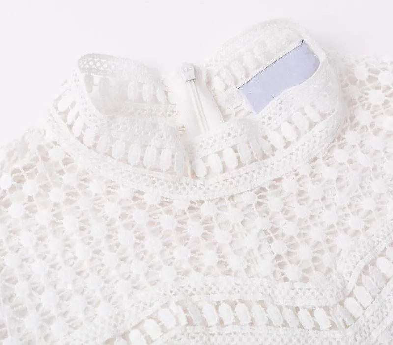 Snowy Lace Patel Mini Dress - White