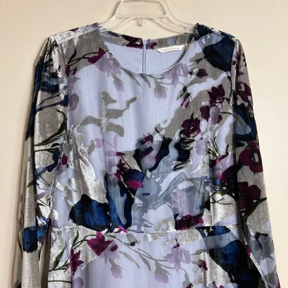 Soft Surroundings Annika Velvet Floral Midi Dress