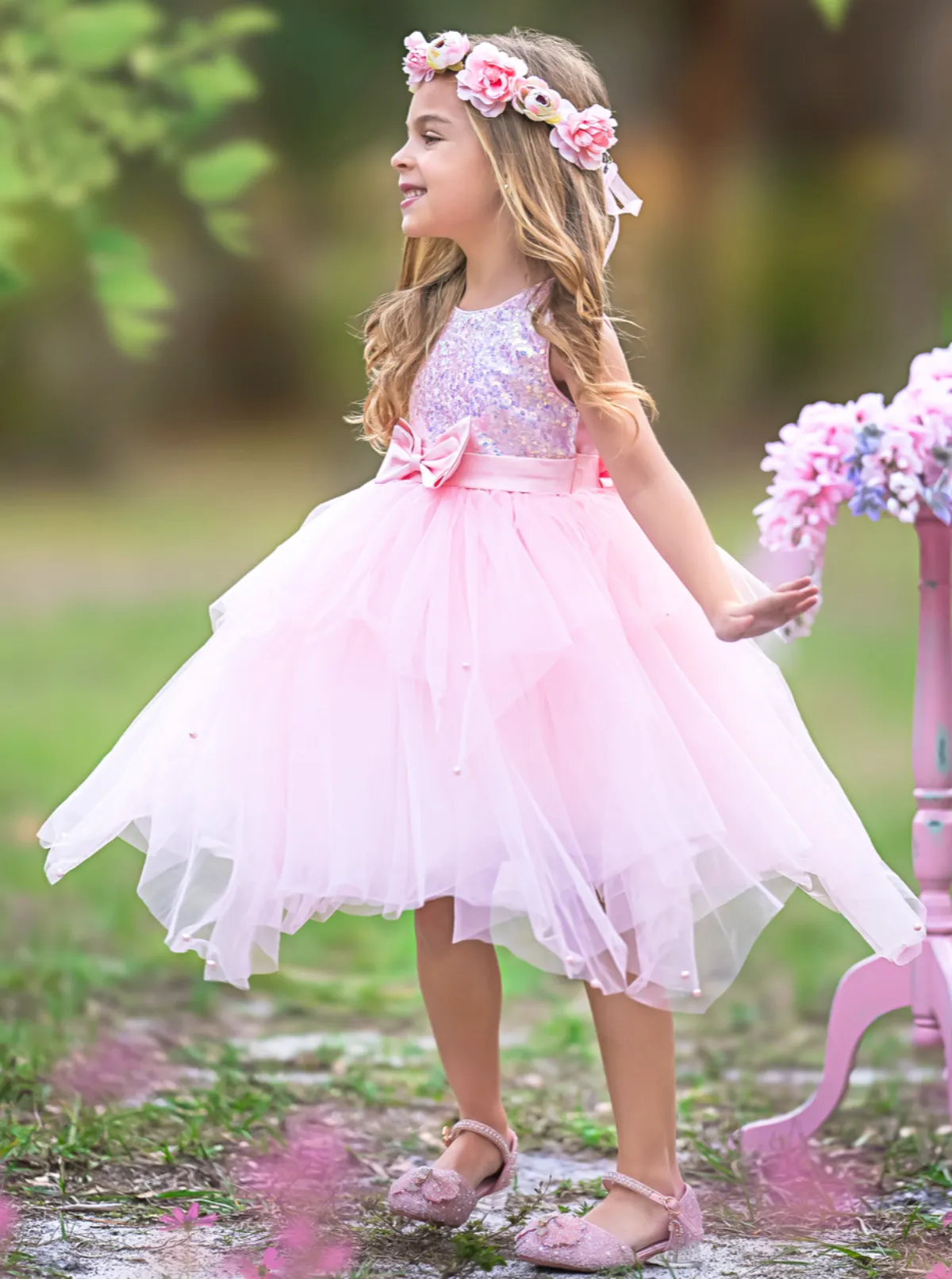 Sparkles and Twirls Pastel Pink Tutu Gown