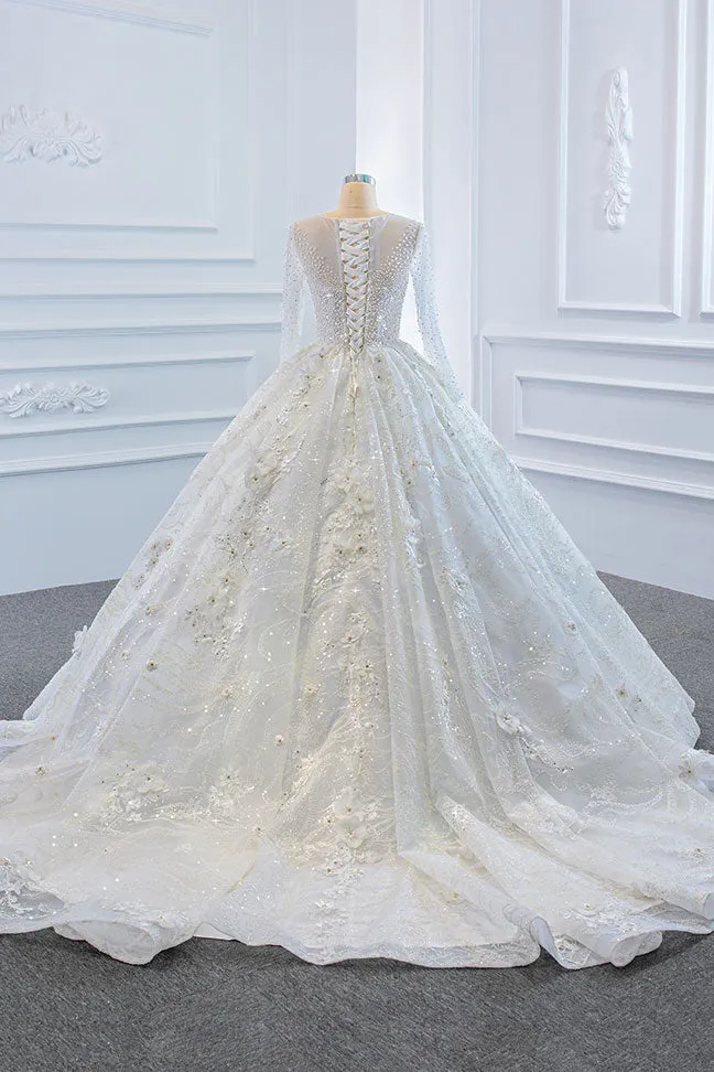 Sparkling Ball Gown with Sleeves RS2021
