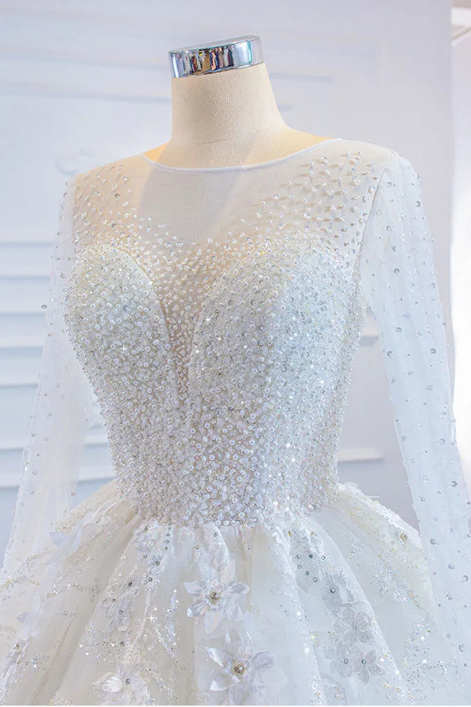 Sparkling Ball Gown with Sleeves RS2021