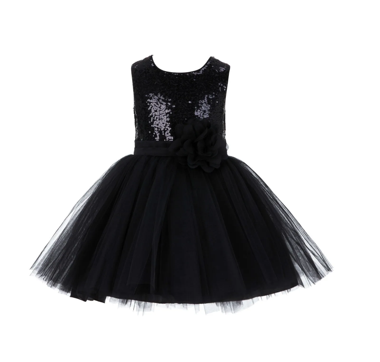 Sparkling Sequins Mesh Tulle Flower Girl Dress Wedding Pageant Toddler Holiday Gown Occasions 124