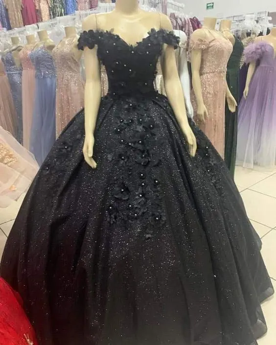 Sparkly Emerald Green Lace Floral Quinceanera Dresses Sequined Sweet 16 Dress Ball Gown Real Photos