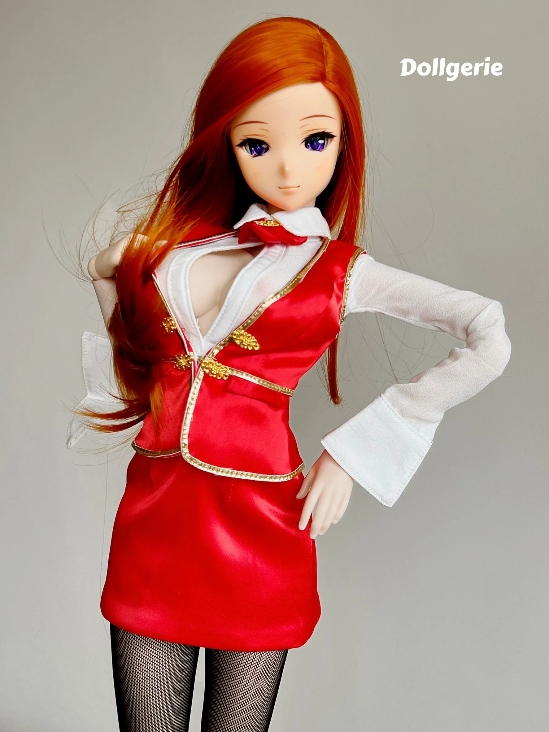 [Special BIG Discount] 2022 Red Satin Bartender Set for SmartDoll/ DD