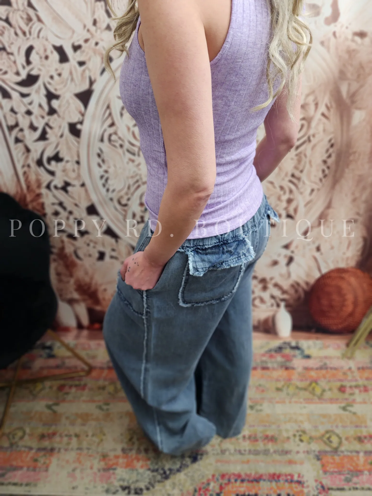 Sqaure neck soft knit tank in lavender