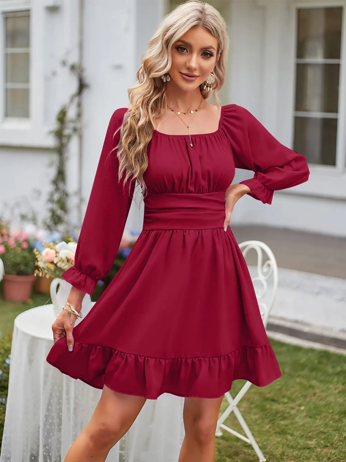 Square Neck Strapless Homecoming Dress