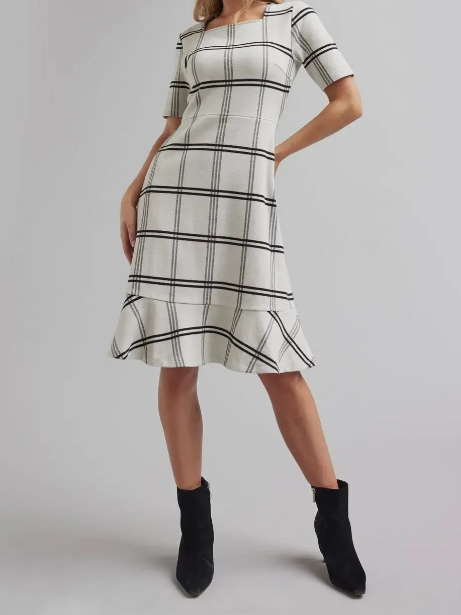 Stella Plaid Knee Length Flare Dress