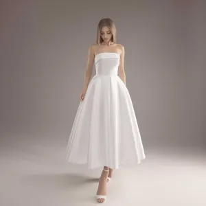 Strapless Ankle Length Short Reception Civil Wedding Dress ET3081