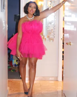 Strapless Flirty Hot Pink Tutu Tulle Dress (Custom Colors Available)