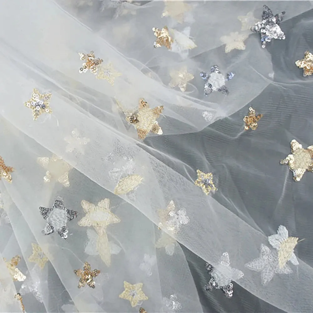 Strapless Long Bishop Sleeves Celestial Wedding Dress High Split Customized A Line Sequins Star Alternative Starry Bridal Gowns