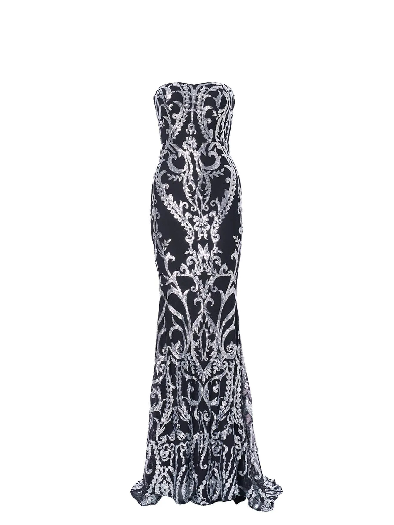 Strapless Mermaid Sequin Maxi Dress XH1342