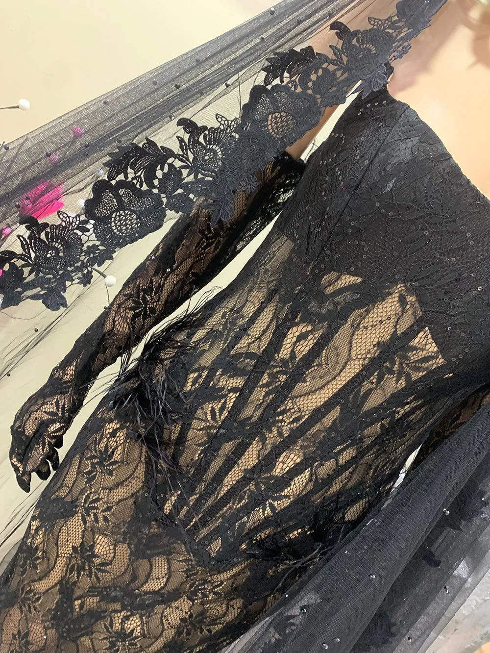 Strapless Sleeveless Lace Maxi Bodycon Dress HT936