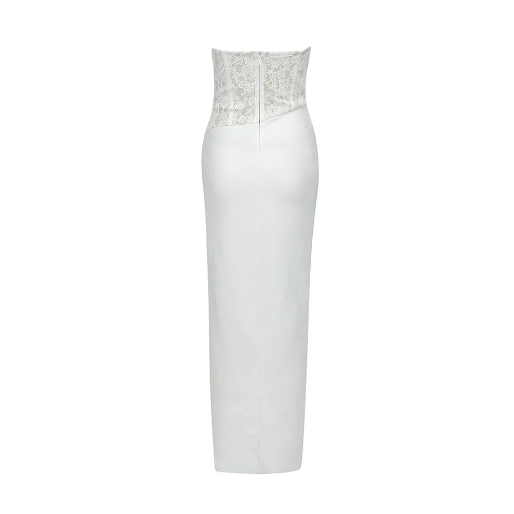 Strapless Sleeveless Lace Over Knee Bandage Dress HB7382