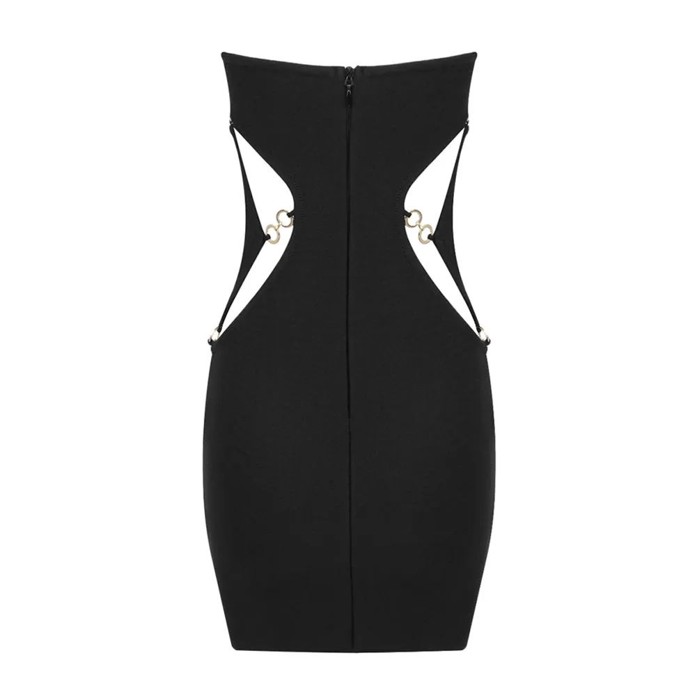 Strapless Sleeveless Metal Ring Mini Bodycon Dress BD2443