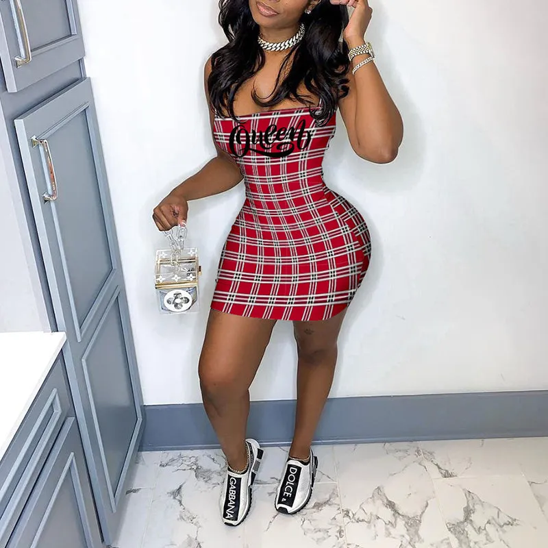 Summer Plaid Bodycon Mini Dress