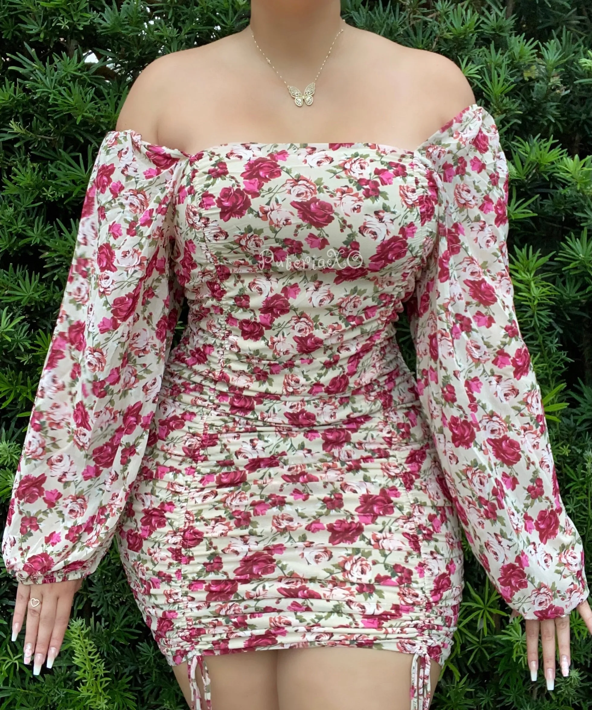 Taddie Floral Dress - Beige