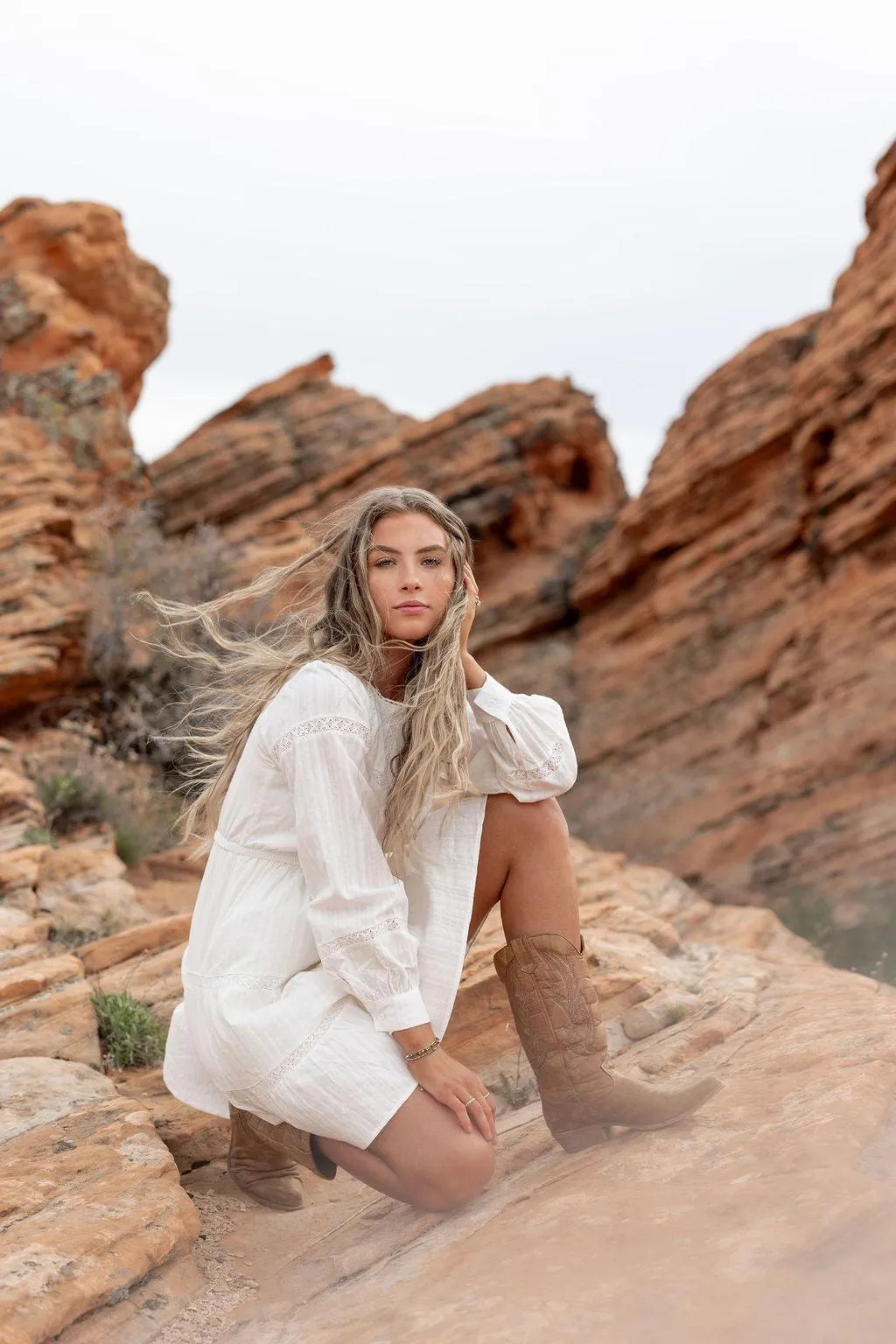 Tailee Long Sleeve Mini Dress in White
