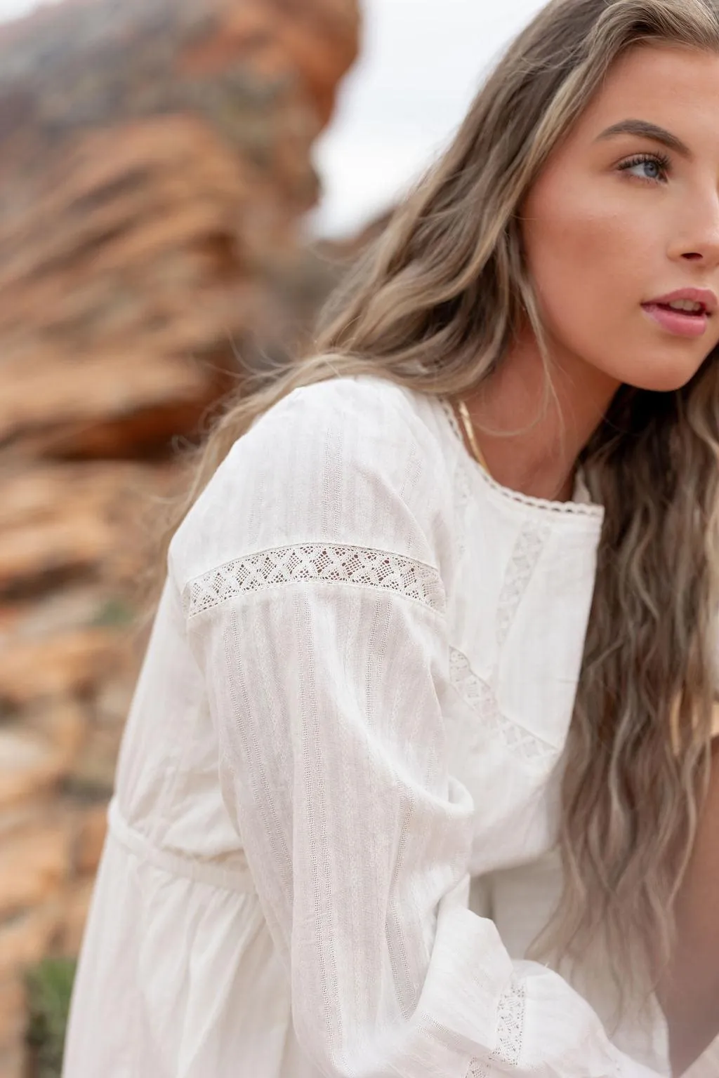 Tailee Long Sleeve Mini Dress in White