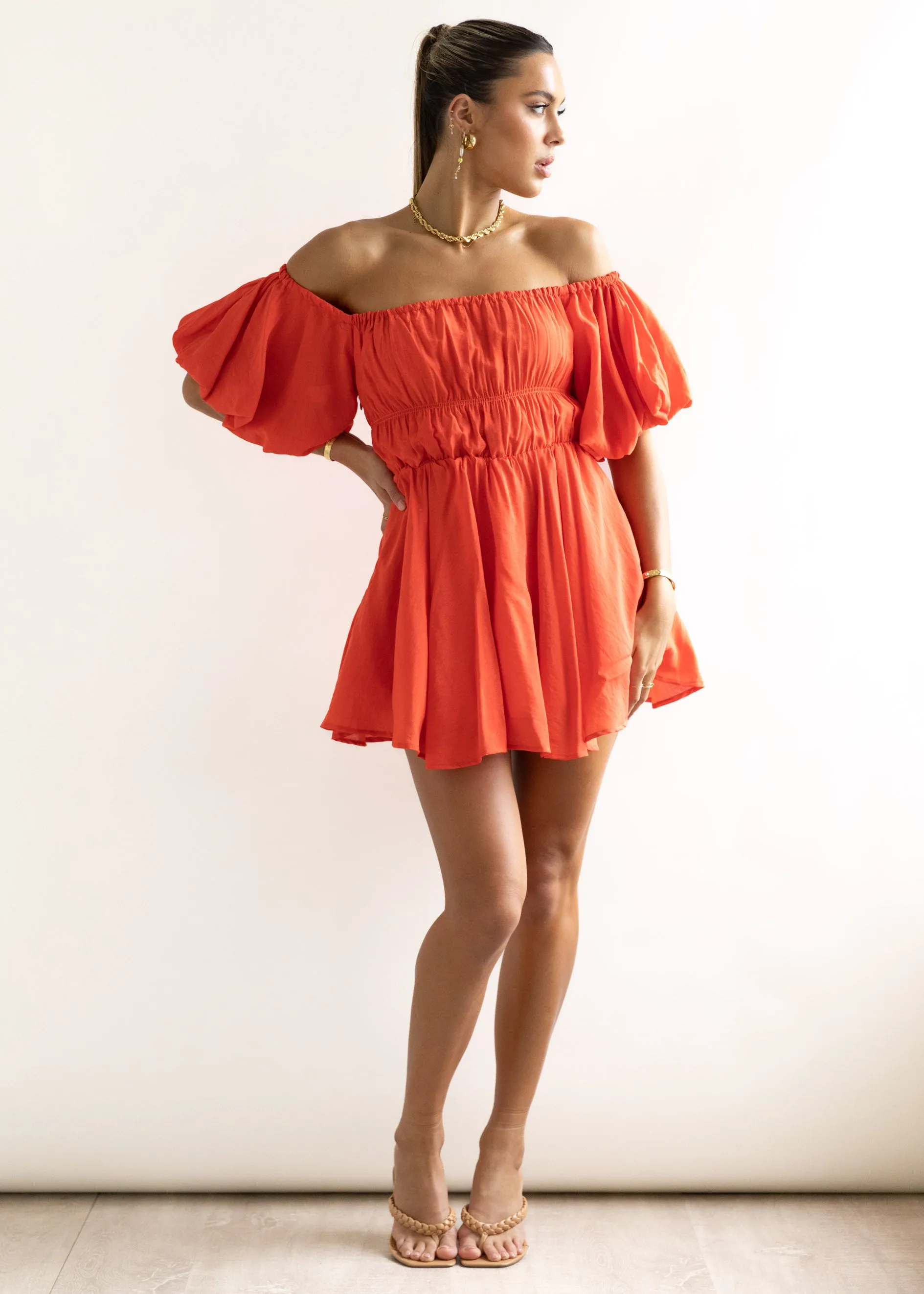 Tami Off Shoulder Dress - Orange