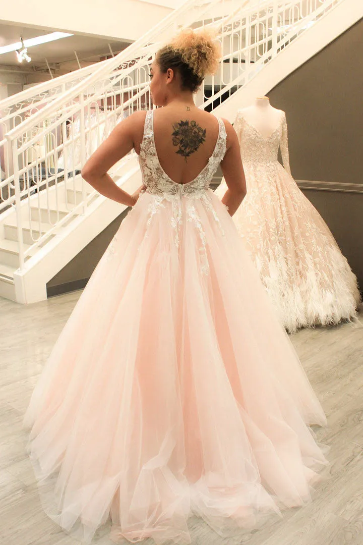 Teal Lace Prom Dresses 3D Flowers Floral V Neck Long Formal Evening Dresses