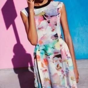 Ted Baker London Jeneyy Floral Watercolor A-Line Dress
