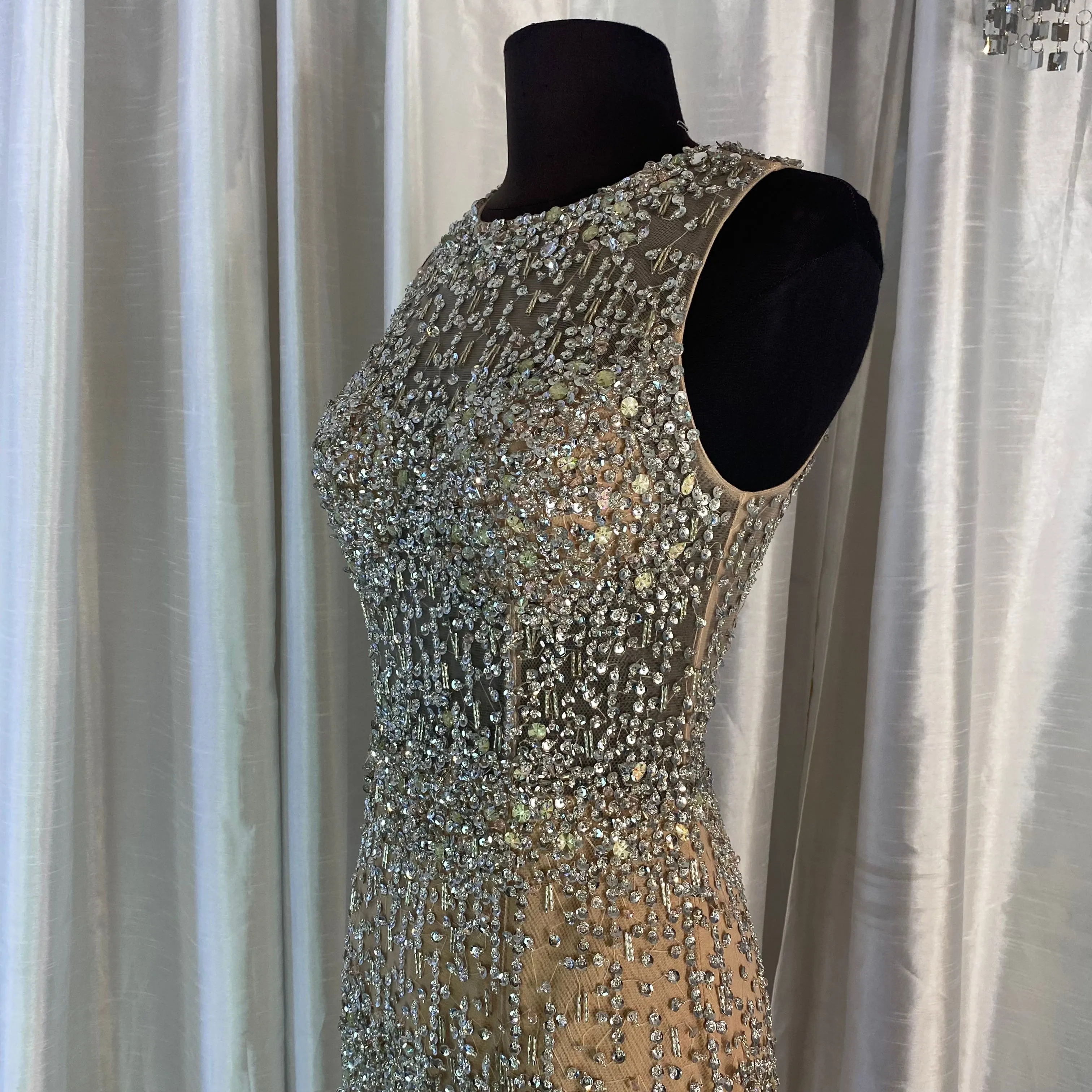 TERANI Long Jeweled Gown Blush Size 2