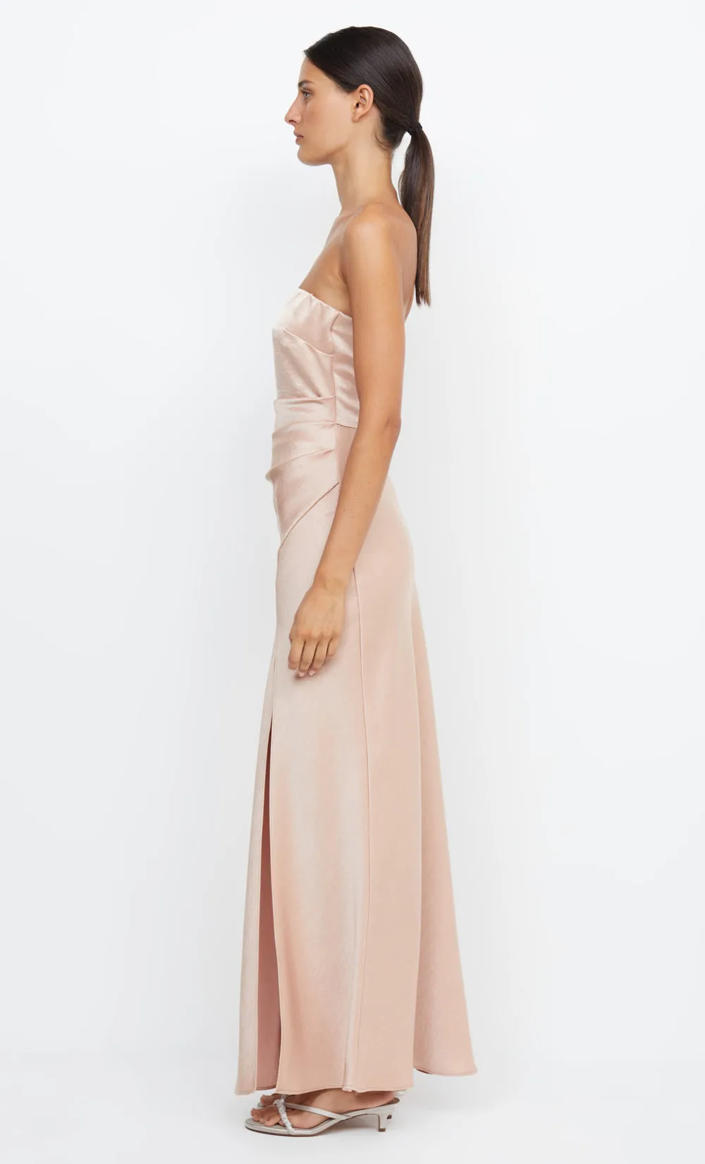 THE DREAMER STRAPLESS DRESS - ROSE GOLD