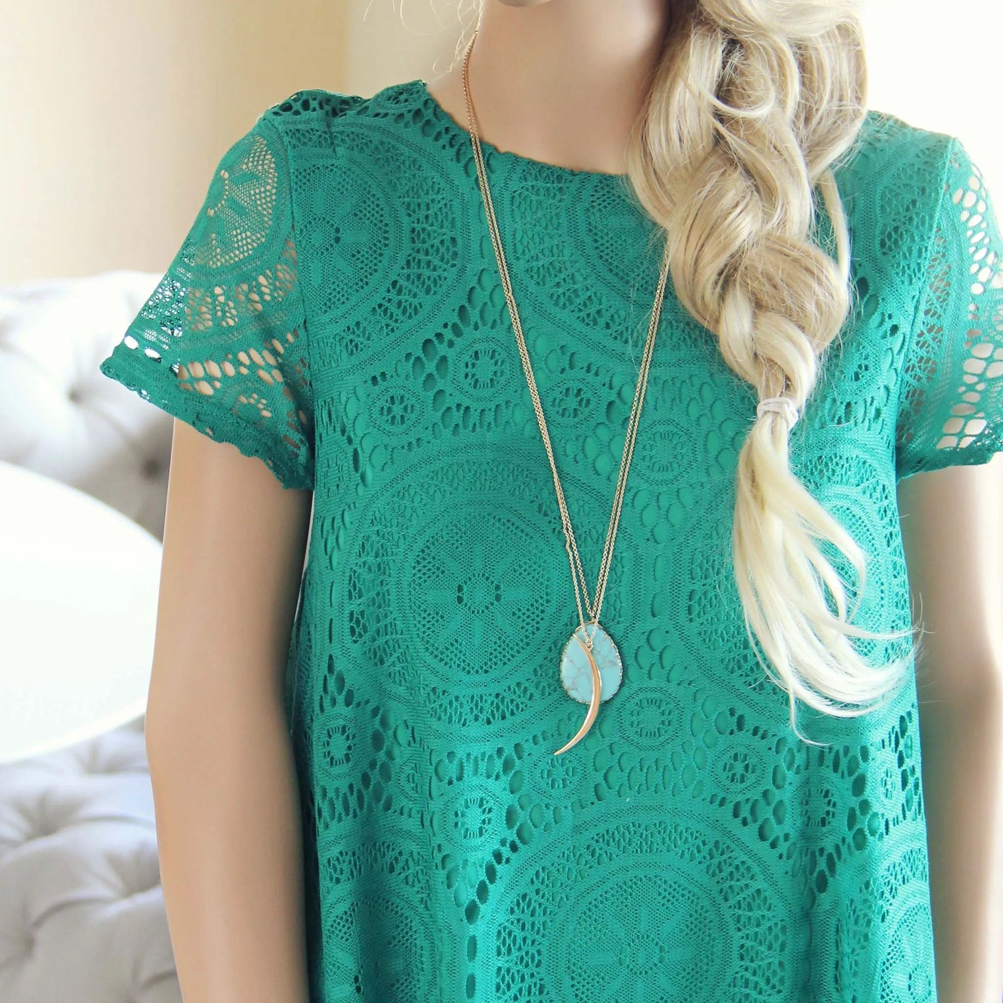 The Santa Clara Lace Dress in Green