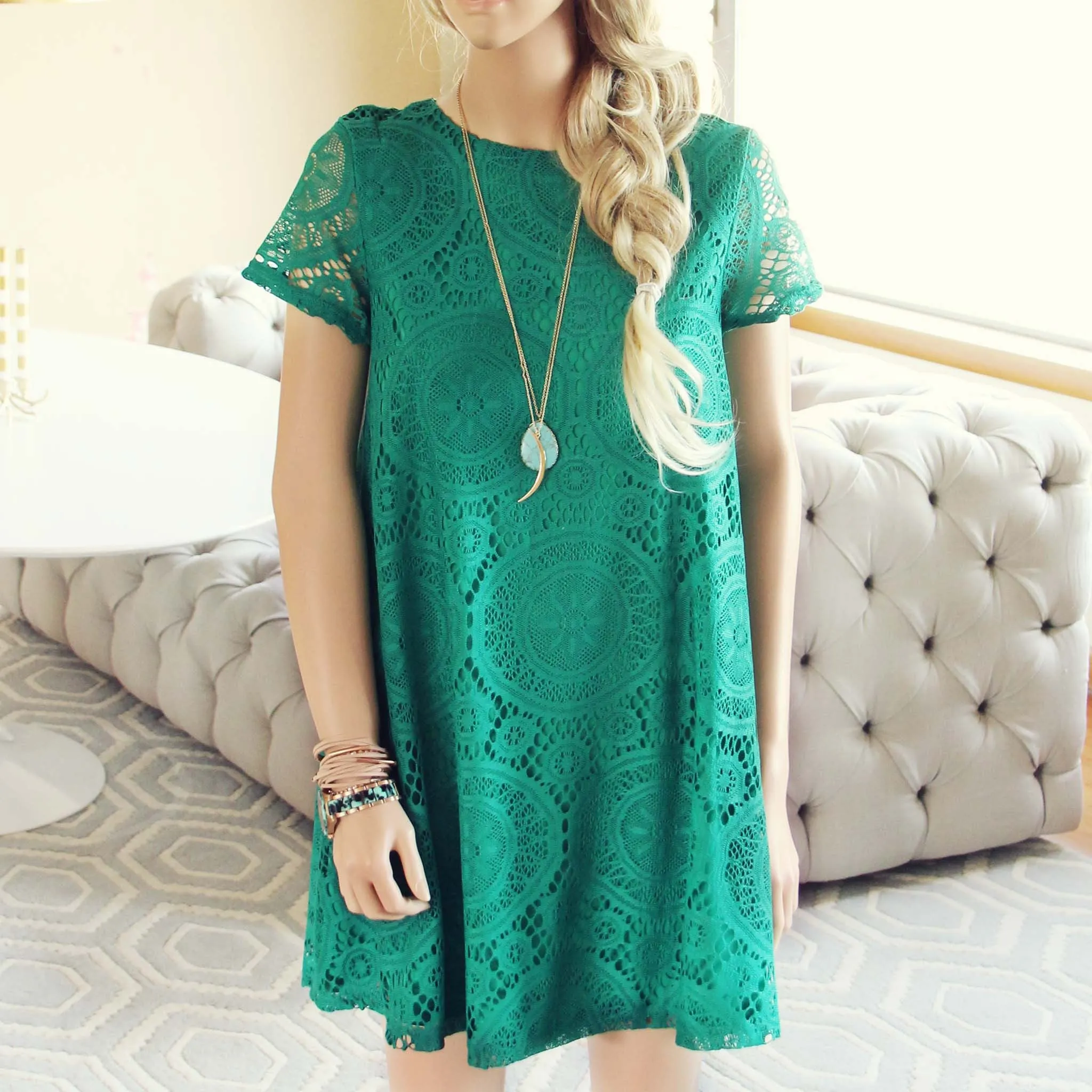The Santa Clara Lace Dress in Green